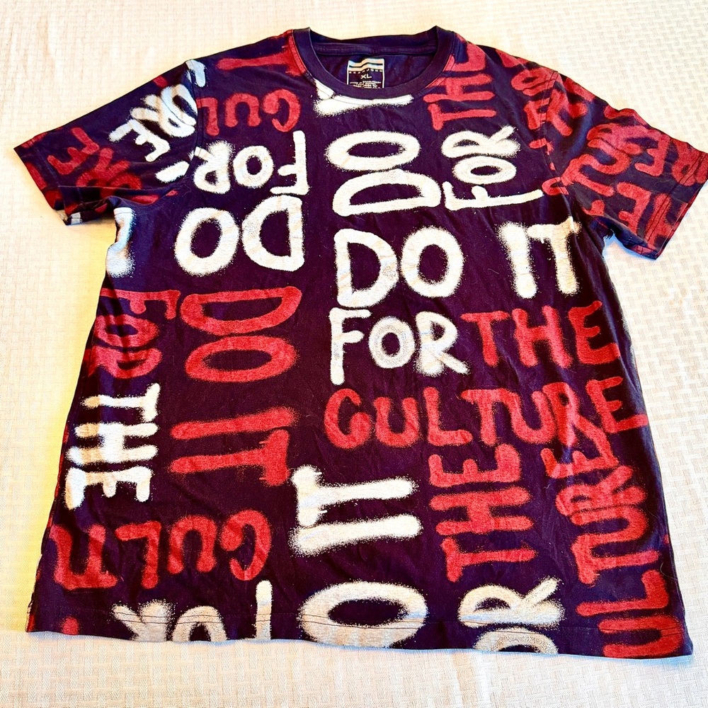 Sean John Mens XL Do It For The Culture Graffiti Streetwear T-Shirt Black Red